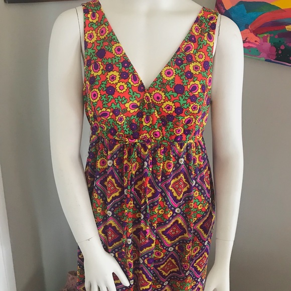1950s Saramae Lingerie Floral Vibrant Slip Dress - Picture 3 of 8